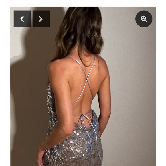 NYE Dress Light Blue Silver Sequins - Picture 4 of 8